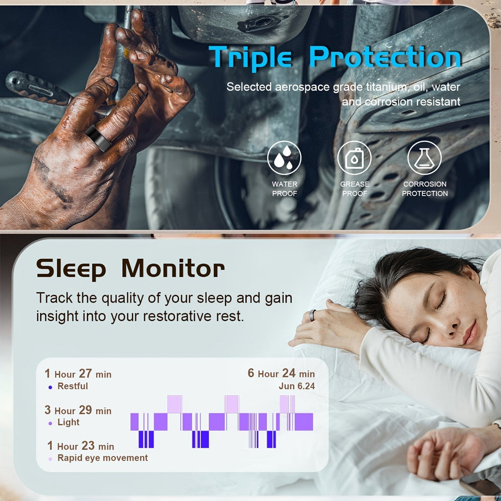 Smart Ring for Women Fitness Tracker – Heart Rate HRV Sleep Monitor Stress & Menstrual Tracking, 100+ Sports Modes IP68 Waterproof No Subscription, Bluetooth 5.4 iPhone & Android, Sizes 7-13