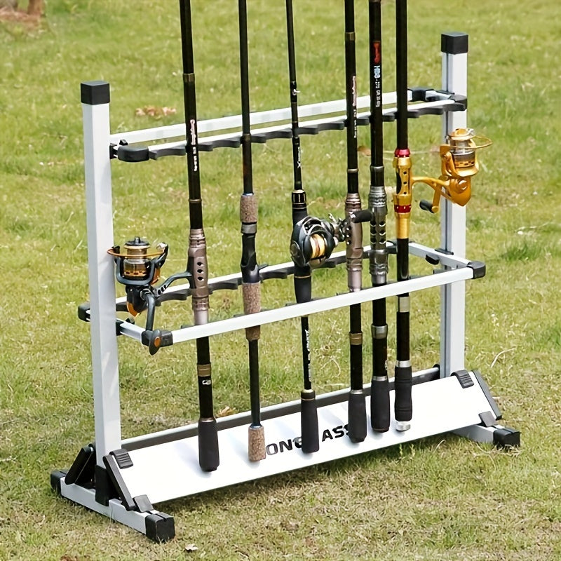 Portable Fishing Rod Holder Rack for 24 Rods Aluminum Alloy Rust-Resistant with Cushioned Grips - Lightweight Organizer for Garage, Cabin, Bedroom & Fishing Storage
