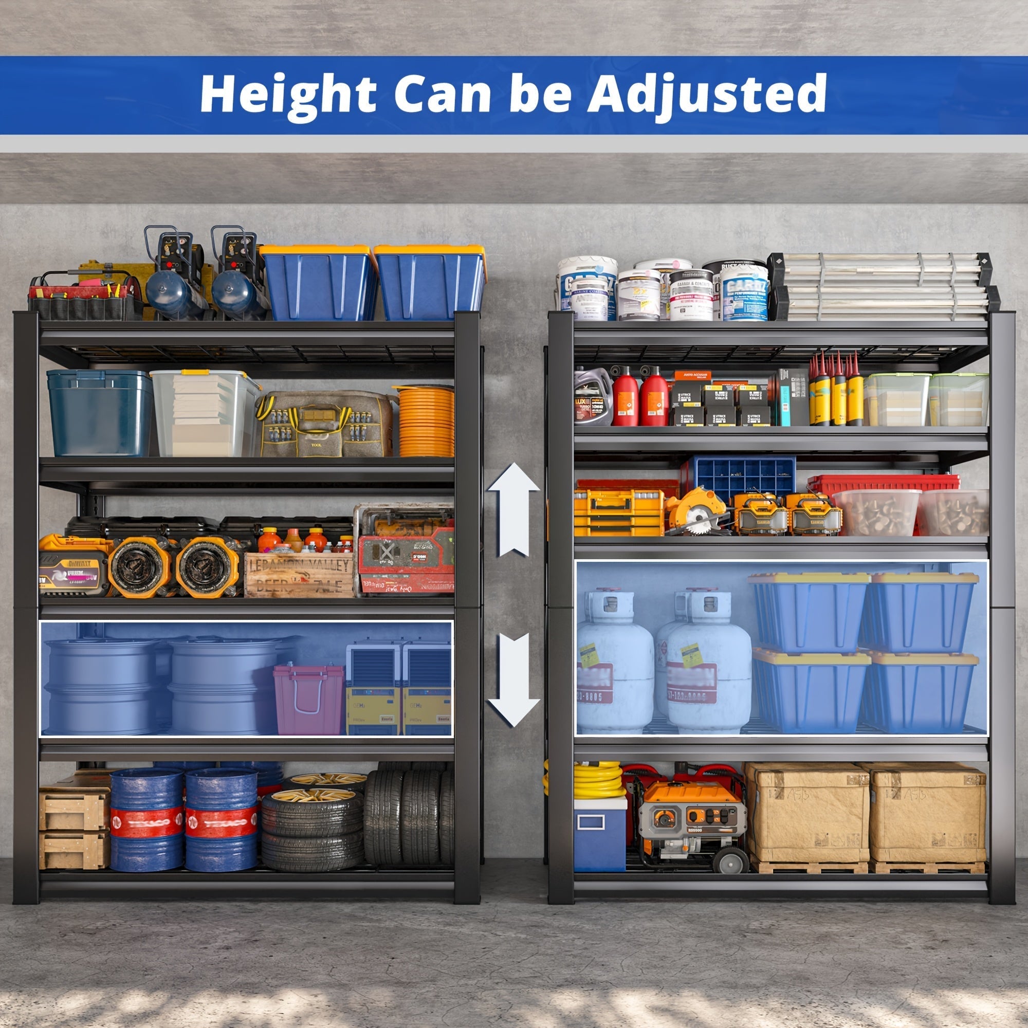Heavy Duty Metal Shelving Unit 72 Inch 5-Tier Adjustable Garage Storage Shelf 3000LBS Capacity Carbon Steel Rack for Garage Basement Warehouse Pantry Office