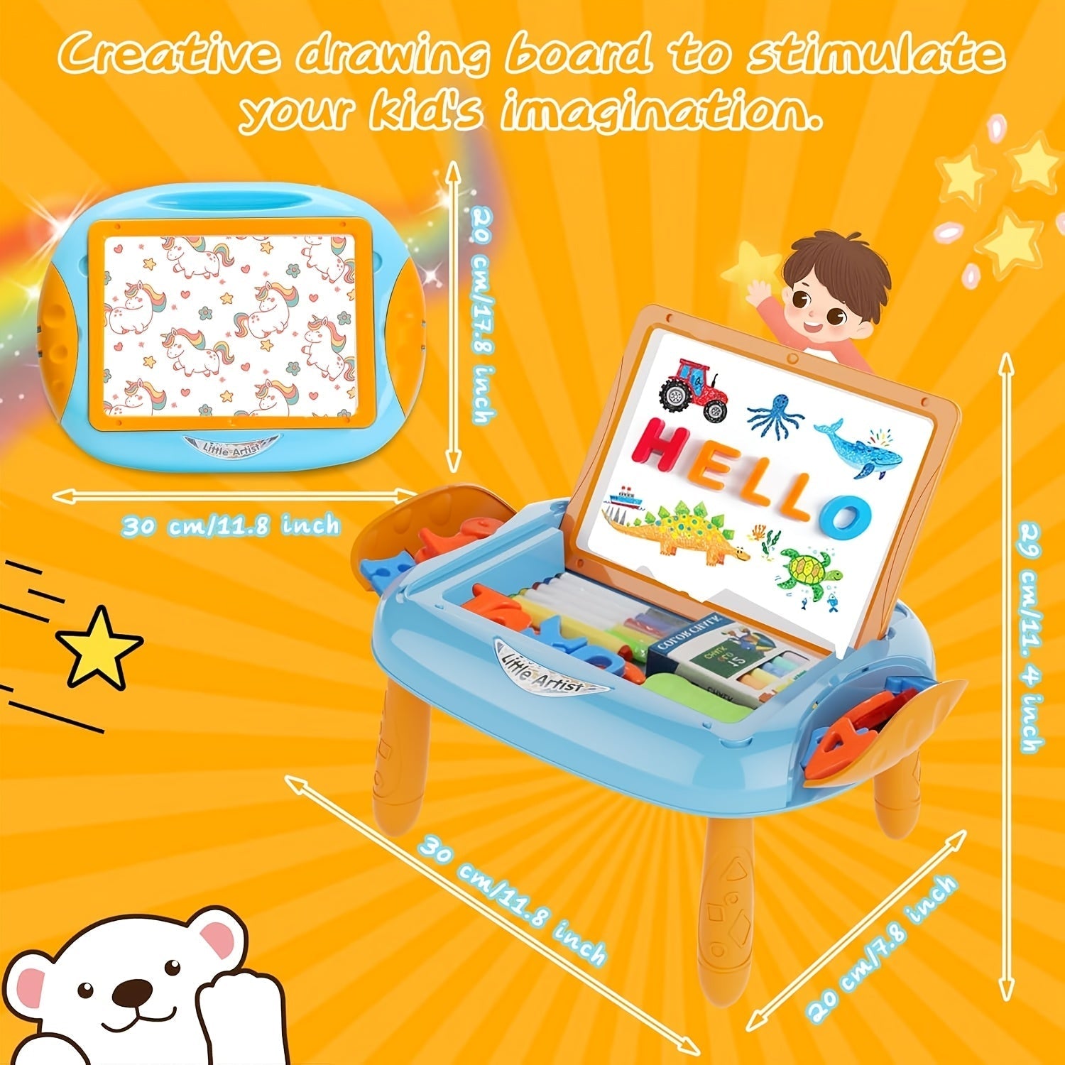 Kids Magnetic Drawing Board Double-Sided Doodle Board with Teaching Supplies – Portable Space-Saving Art Toy for Creative Drawing, Writing & Learning | Gift for Boys & Girls