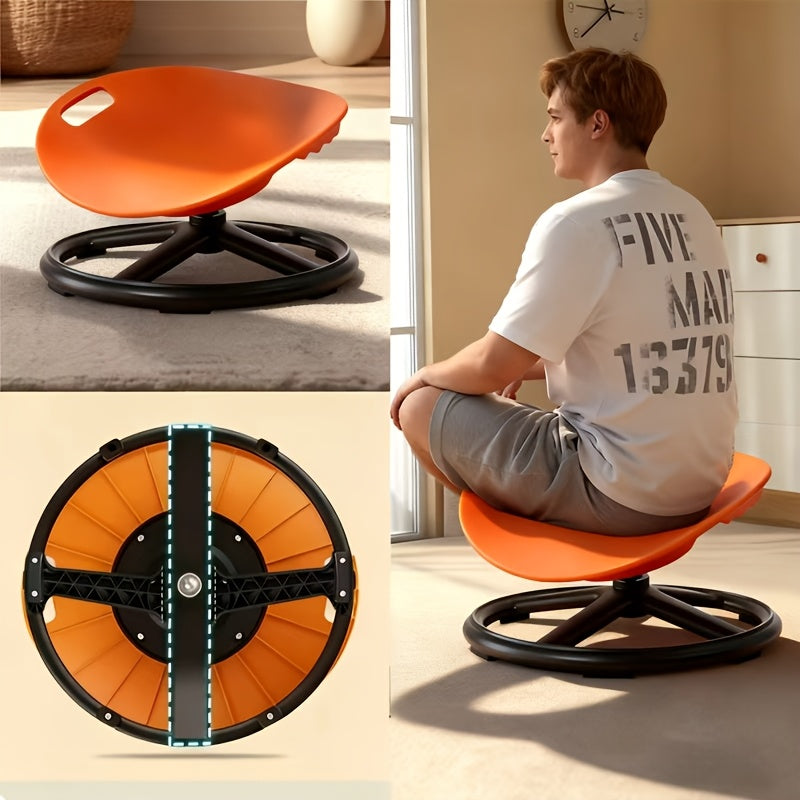 Sensory Spin Chair for Kids with Autism – Oval Eggshell Design Spinning Stool with Anti-Slip Metal Base, Vestibular Sensory Integration & Rehabilitation Training Equipment for Home & Therapy Centers (Blue/Orange)