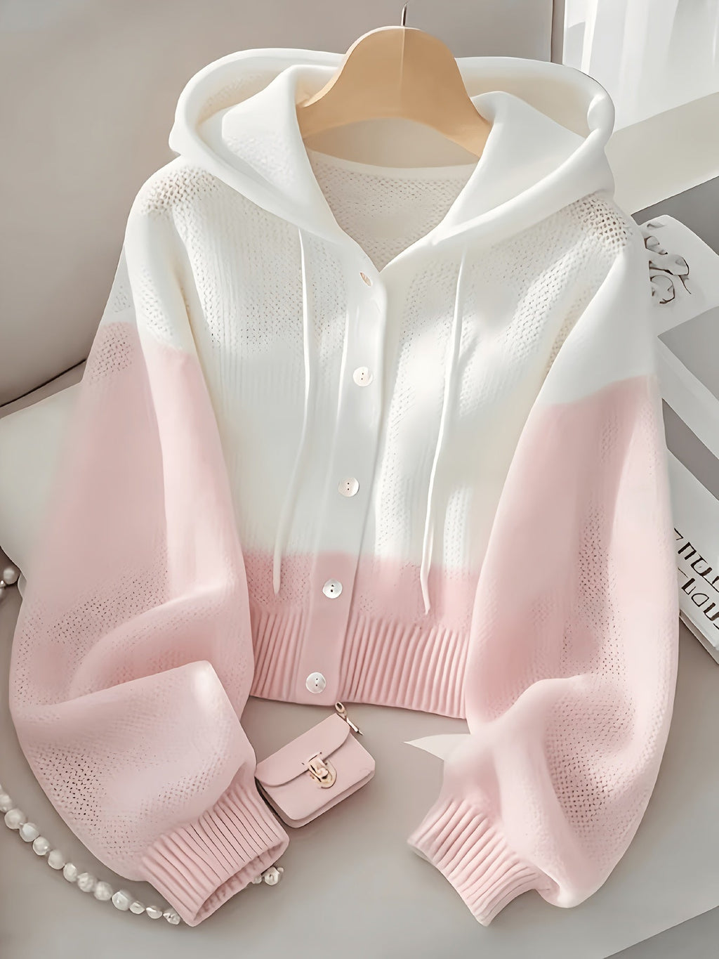 Women's Color Block Hoodie Cardigan Casual Loose Cropped – Lightweight Spring Summer Sporty Zip-Up Sweatshirt Jacket Pastel Aesthetic Top for Daily Wear Office Parties S M L XL XXL 5 Colors