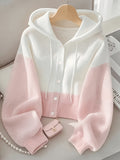 Women's Color Block Hoodie Cardigan Casual Loose Cropped – Lightweight Spring Summer Sporty Zip-Up Sweatshirt Jacket Pastel Aesthetic Top for Daily Wear Office Parties S M L XL XXL 5 Colors