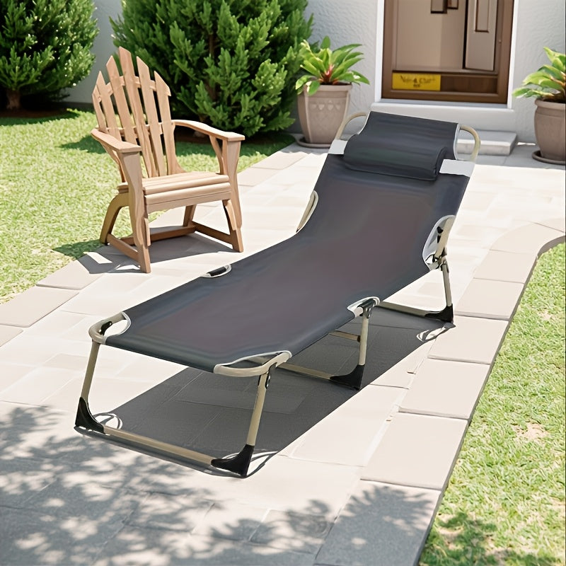 1200D Folding Camping Bed – Portable Outdoor Sleeping Cot Without Mattress for Camping Beach Patio Sunbathing Poolside, Durable Oxford Fabric Easy Setup, Gray