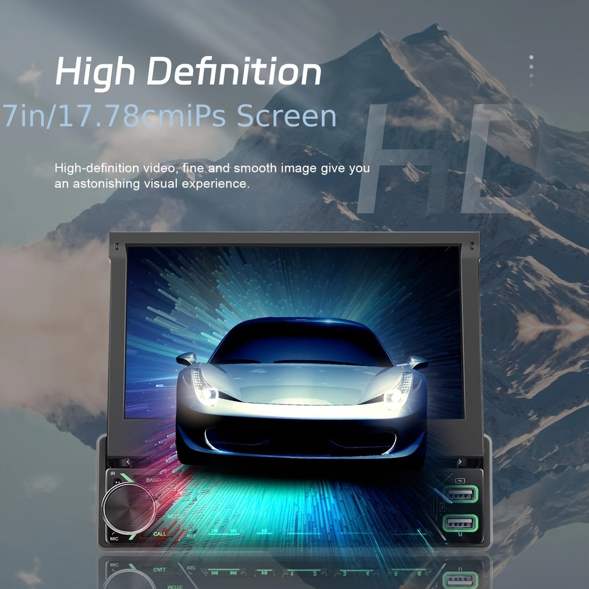 Single DIN Car Stereo 7 Inch HD Retractable IPS Touchscreen MP5 Player Bluetooth Mirror Link FM Radio USB AUX 45Wx4 TDA7388 Amplifier Colorful Backlight Universal 1 DIN Head Unit | Nova Mart