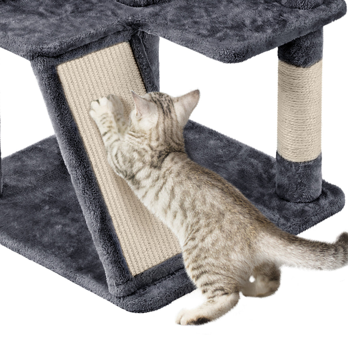57-Inch Multilevel Cat Tree Tower with 2 Condos – Sisal Scratching Posts, Dangling Ball, Round Platform & Ladder for Indoor Kittens & Small Cats, 6 Colors, Christmas Gift for Cat Lovers