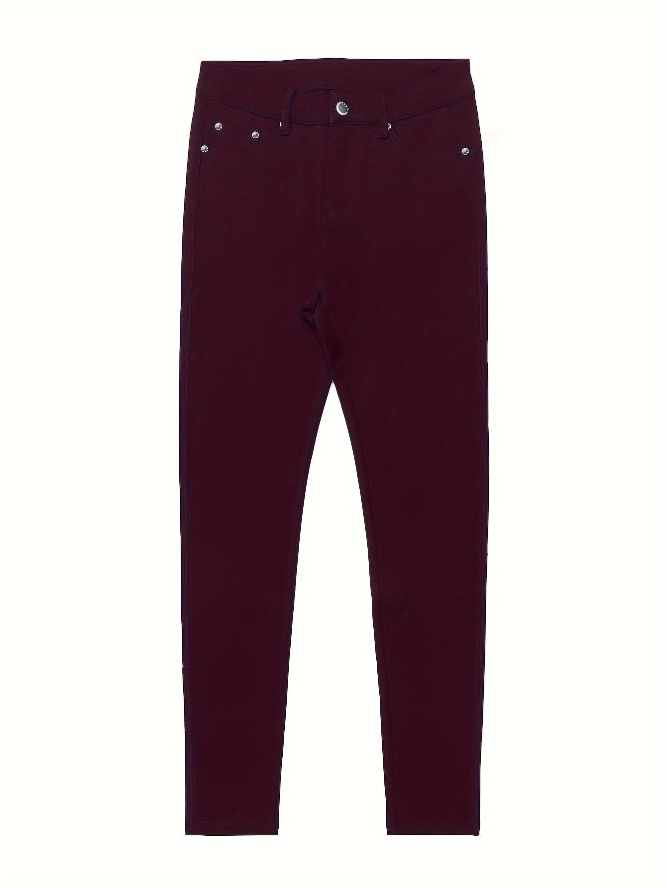 High Waist Stretch Skinny Jeans Women Metal Button Detail Street Style Slim Fit Denim Pants 10 Colors S-XXL