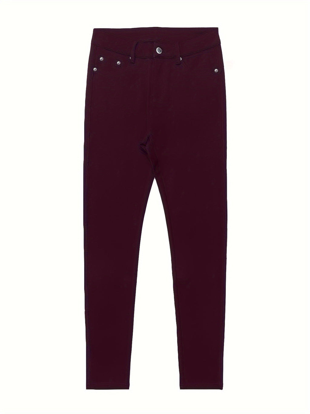 High Waist Stretch Skinny Jeans Women Metal Button Detail Street Style Slim Fit Denim Pants 10 Colors S-XXL