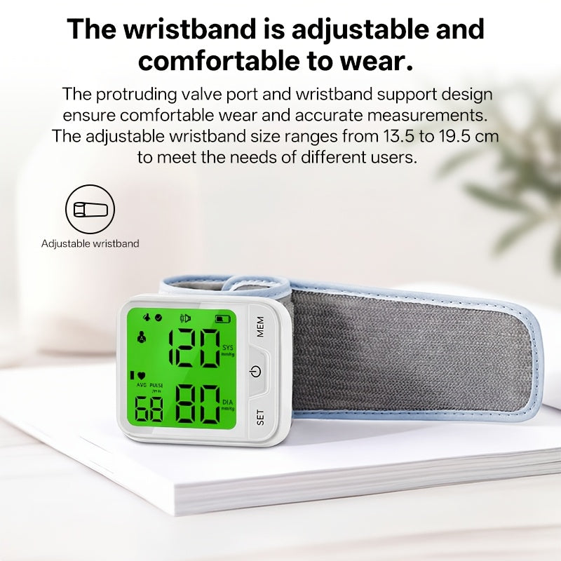 Wrist Blood Pressure Monitor Automatic Digital BP Cuff with Large LCD Display – Pulse Rate & Irregular Heartbeat Detection, Portable Home Use for Seniors & Adults, One-Button Operation