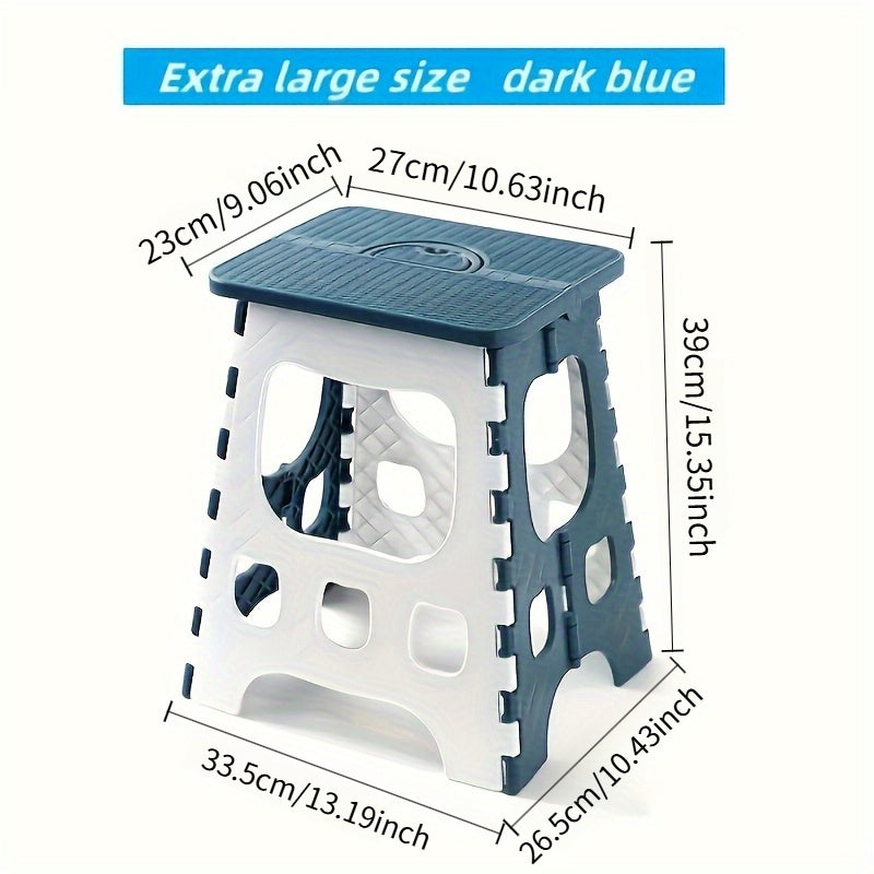 Oval PP Polypropylene Portable Camping Stool – Lightweight Compact Seat for Hiking Fishing Picnic Beach Indoor Outdoor Use, Sturdy Durable Design, Dark Blue, Great Gift for Outdoor Lovers