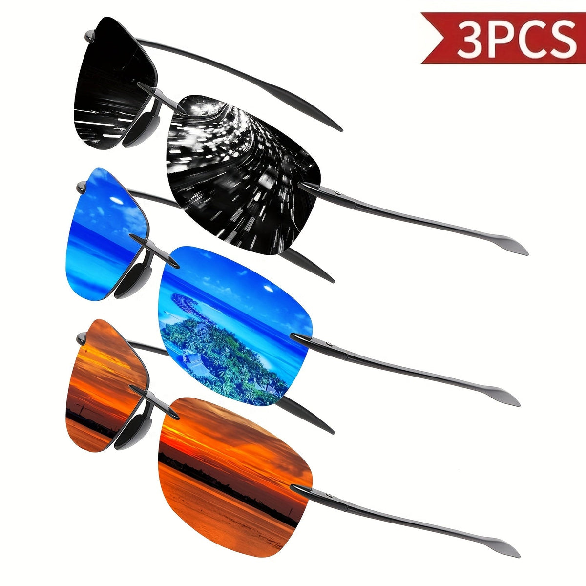 Polarized Sunglasses for Men 3 or 6 Pack – UV400 Anti-Glare HD Lenses Lightweight PC Frame Driving Outdoor Sports Fishing Hiking Bulk Gift Set for Him Dad
