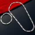 925 Sterling Silver Bracelet & Necklace Jewelry Set 2pcs Unisex – Hip Hop Chain Link Design for Men & Women Hypoallergenic Matching Couple Jewelry Christmas Wedding Anniversary Birthday Gift