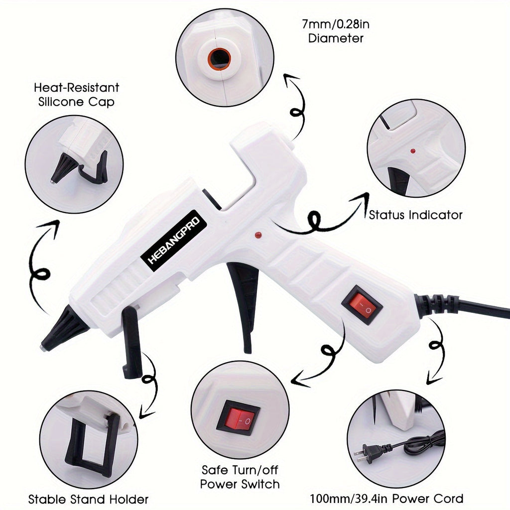 30W Hot Melt Glue Gun Kit with 30 Glue Sticks 7x150mm – Fast Heating Electric Glue Gun for School Arts Crafts DIY Projects Home Repairs Fabric Wood Plastic Foam – Multiple Color Options Beginner Friendly