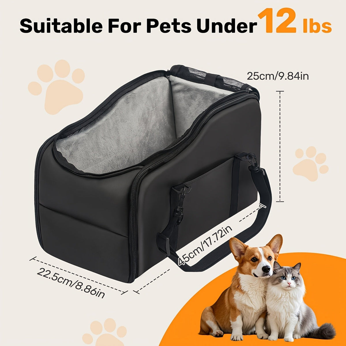 Pet Car Booster Seat with Safety Harness Center Console Dog Car Carrier Nest for Small Dogs Cats Portable Travel Pet Bed Easy-Clean Multiple Colors