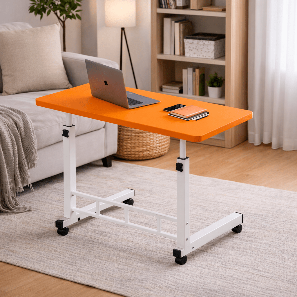 Height Adjustable Mobile Laptop Table with Wheels Rolling Bedside Computer Desk for Bed Sofa Bedroom Dorm Room Small Spaces Home Office Work Study Gaming 8 Colors