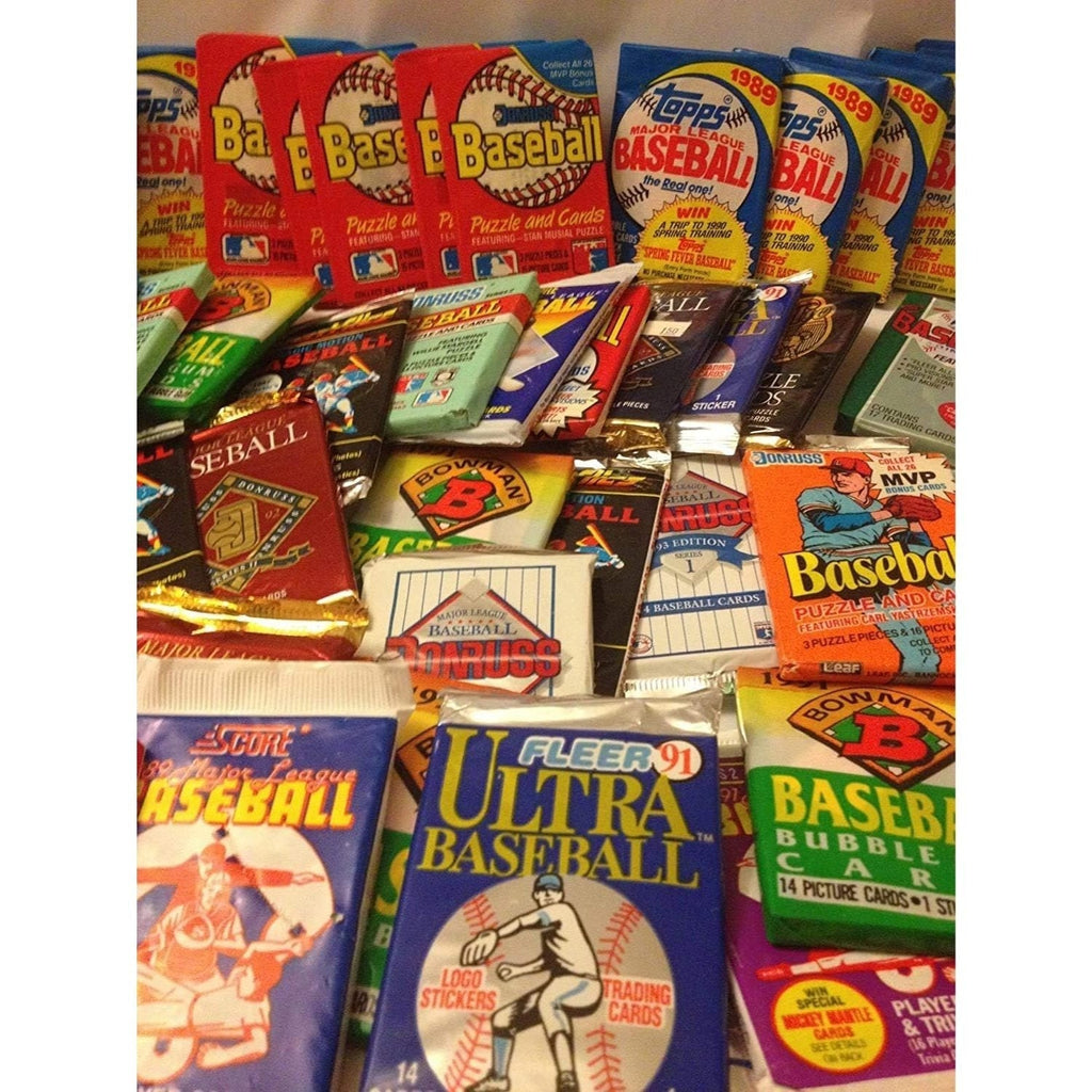 Assorted Vintage MLB Baseball Card Pack Lot 1980s-90s – 60 Cards Total, Chase Hall of Fame Stars & Rookies, Unsearched Packs, Perfect for Collectors & Gifts