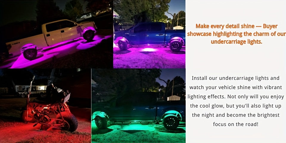 RGB LED Rock Lights Kit for Trucks Pickup SUV – Sound Activated APP & Remote Control, Multicolor Underglow Chassis Neon Lights, 9 Large Beads, 4/6/8/10 Pods Underbody Lighting Kit