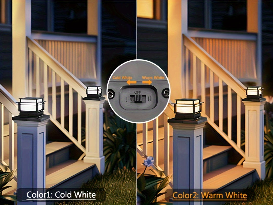 Solar Post Cap Lights 6 Pack Outdoor LED – Waterproof Dusk-to-Dawn Auto On/Off Solar Fence Post Lights for Deck, Porch, Patio, Garden, Stair & Yard Decoration