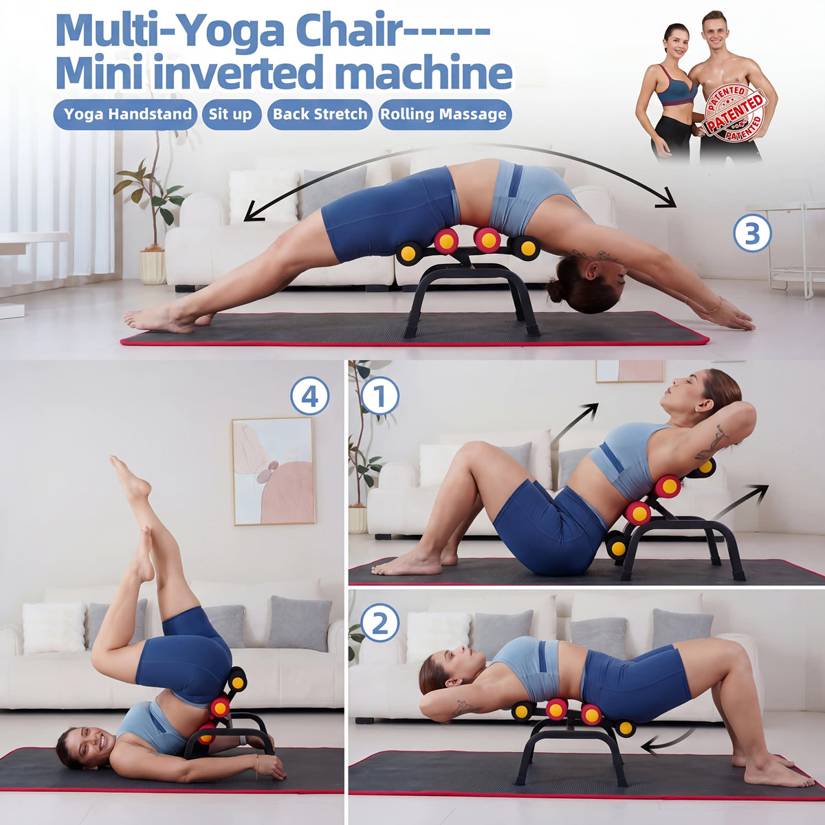 Mini Inversion Table Back Stretch Machine – Ab Trainer, Handstand Training, Yoga Fitness Equipment, Total Body Workout, Stretches Back & Neck, Home Gym Exercise Machine