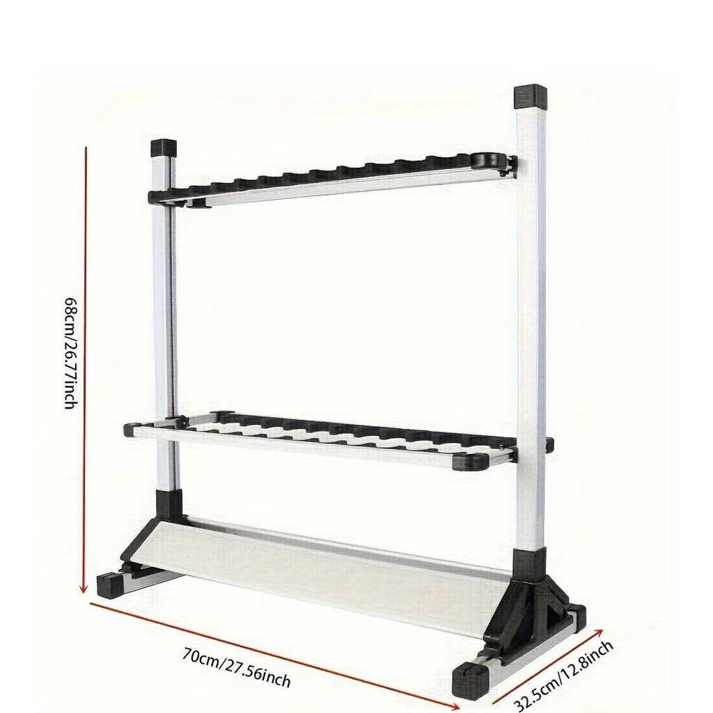 Portable Fishing Rod Holder Rack for 24 Rods Aluminum Alloy Rust-Resistant with Cushioned Grips - Lightweight Organizer for Garage, Cabin, Bedroom & Fishing Storage