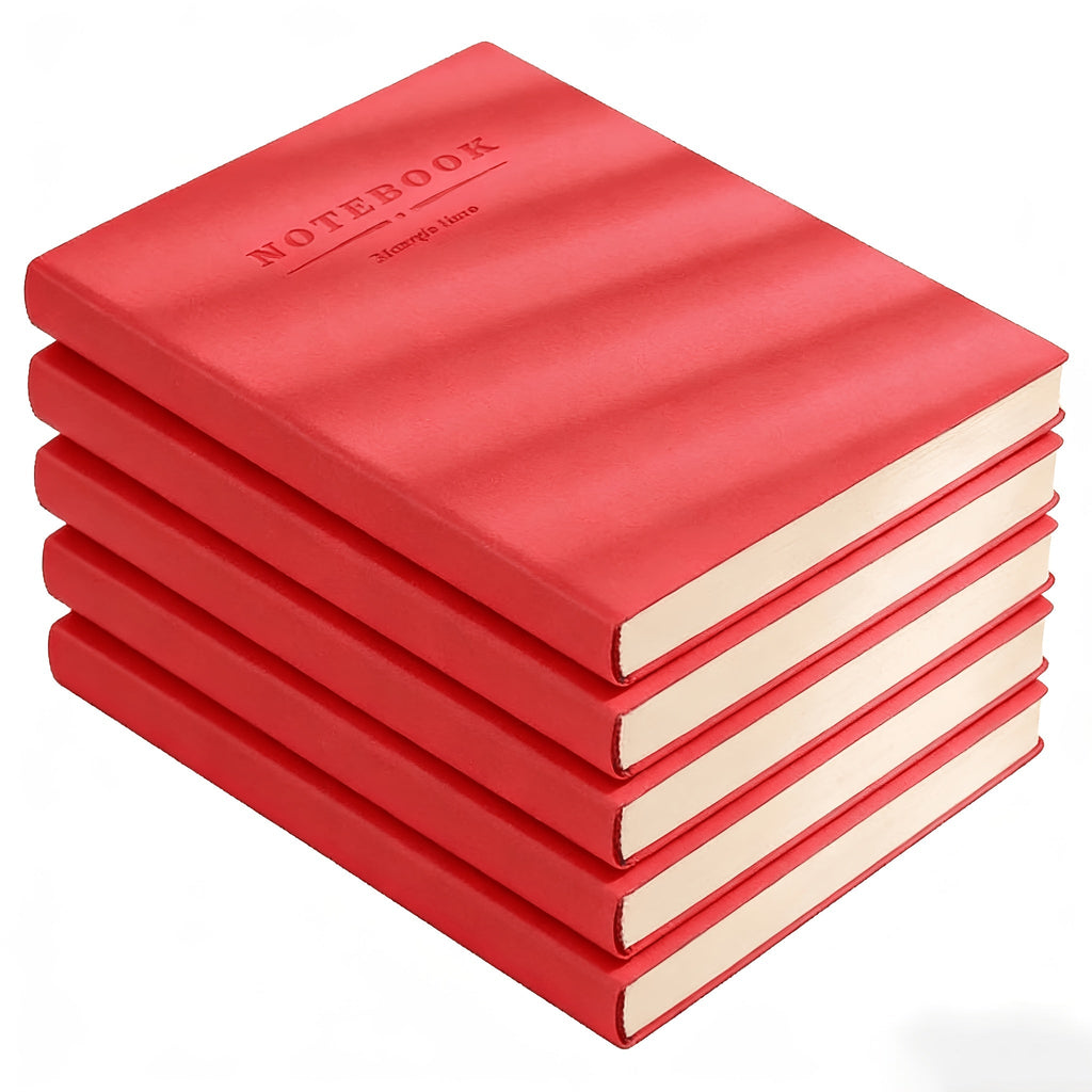 Soft Faux Leather Notebook 5-Pack Set Square Ruling Soft Cover Bookmark Extra Thick Pages for Business Meetings School Academic Writing – 7 Colors
