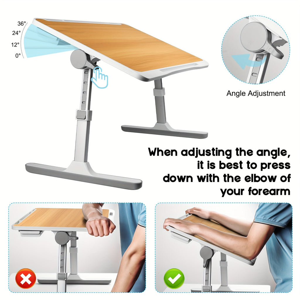 Lap Desk with USB Light Fan & Storage Drawer – Adjustable Portable Laptop Bed Tray Table for Bed Couch Sofa, Laptop Stand for Reading Writing Eating, 10 Colors & Sizes