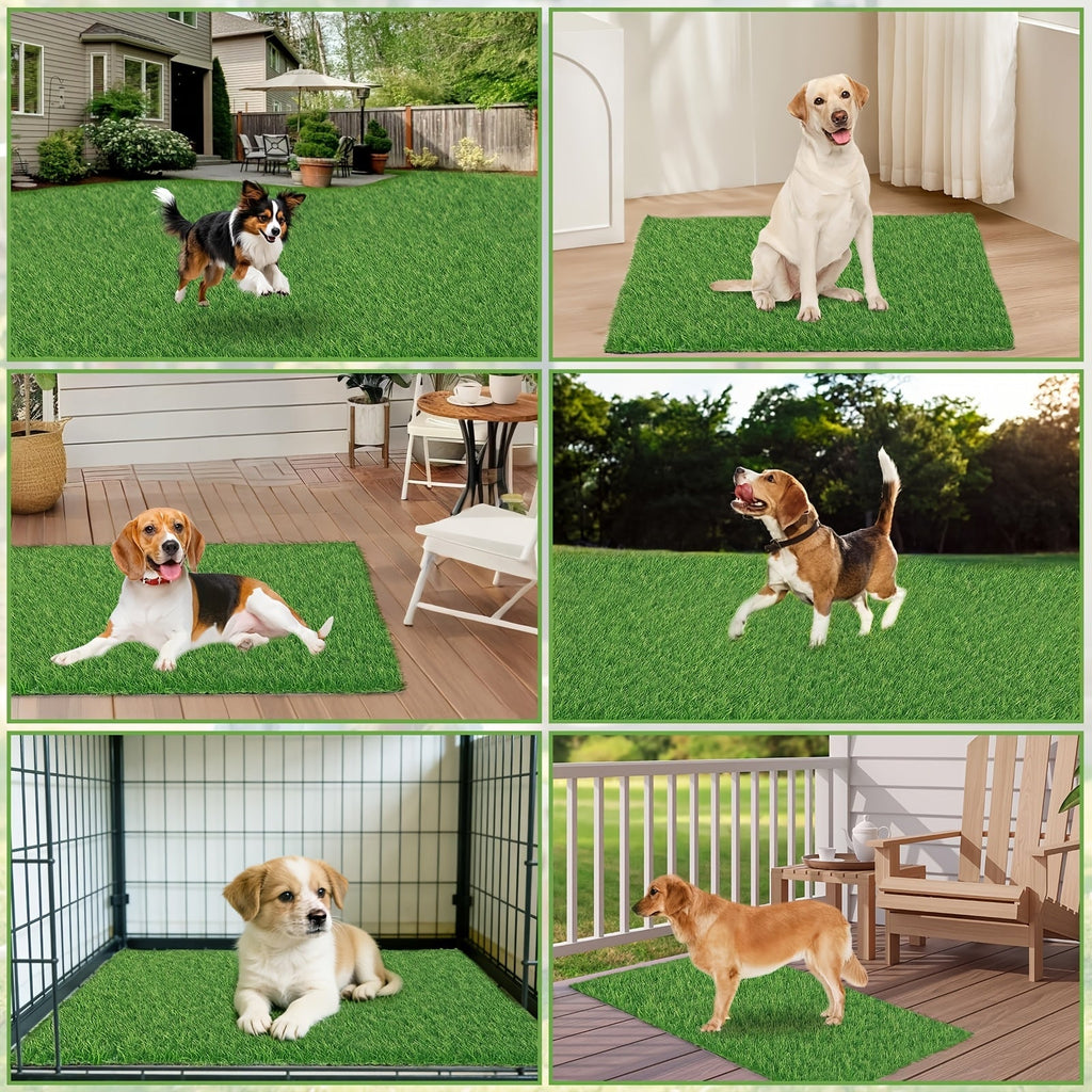 2-Pack Washable Dog Potty Training Mat Reusable Artificial Grass Pad Odor Control for Puppies Adult Dogs Indoor Outdoor Balcony Patio Housebreaking Travel Pet Waste Solution