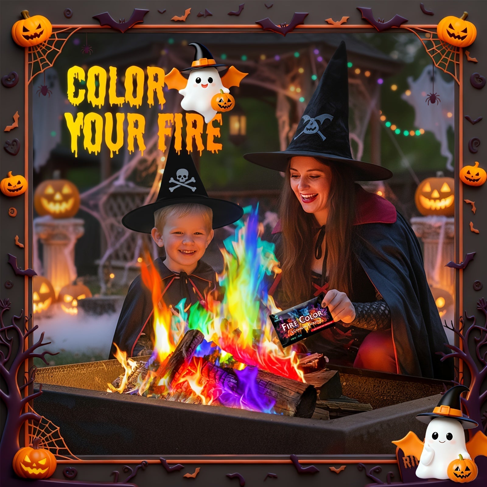 Fire Color Changing Packets 12 or 24 Pack Magic Colorful Flame Packets for Fire Pit Campfire Bonfire Outdoor Fireplace Fun Camping Accessories for Adults Kids Family Party Night