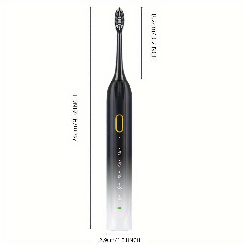 Sonic Electric Toothbrush IPX8 Waterproof USB Rechargeable 5 Replacement Brush Heads Smart 2-Minute Timer Metal Shaft Adults Men Women Couple Oral Care Black Pink Green
