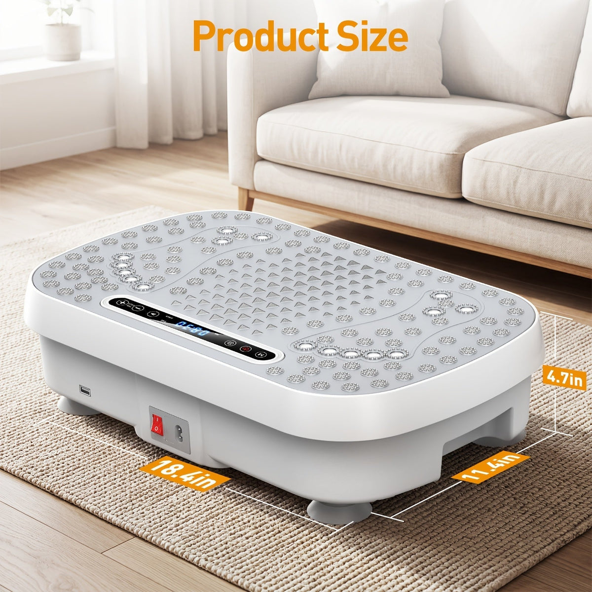 Vibration Plate Whole Body Workout Machine for Lymphatic Drainage – Silent Motor Adjustable Speed Home Gym Fitness Platform for Weight Loss Muscle Toning in White & Black
