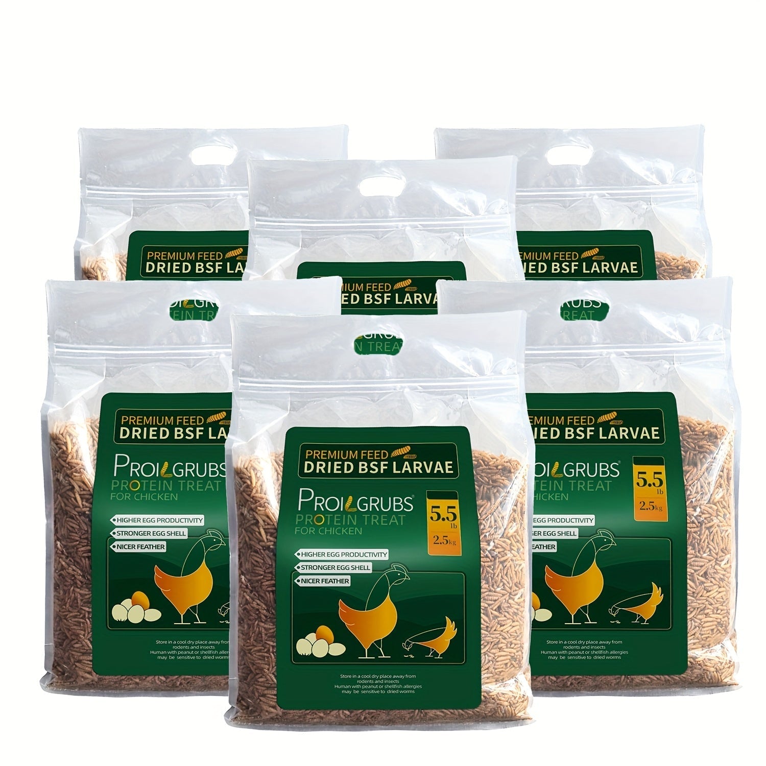 PROILGRUBS Dried Black Soldier Fly Larvae Chicken Treats – Non-GMO High-Protein Egg & Flock Builder, Stronger Eggshells & Feather Growth for Layers Broilers Chicks, 5 to 33 LB Bulk Bags