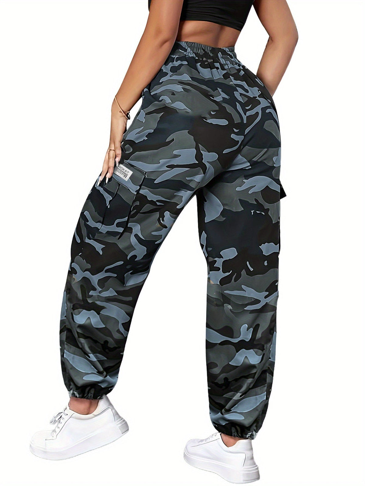 Women's Camo Cargo Pants Lightweight Breathable Hiking Outdoor Casual Long Pants – Multi-Pocket Elastic Waist, Sizes XS-XXL, Camouflage Khaki Black Army Green Grey