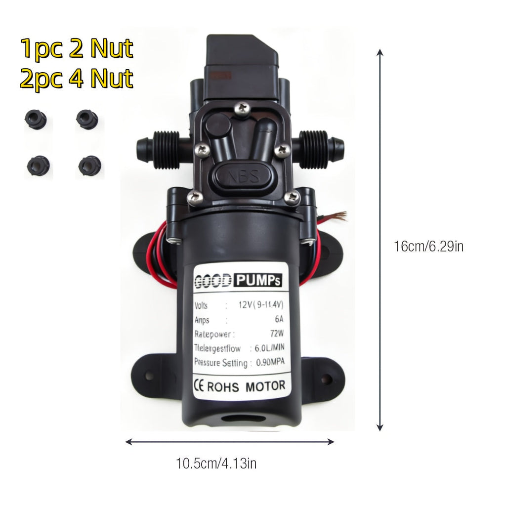 12V 130PSI Self-Priming Diaphragm Water Pump High Pressure Portable Electric Pump for Car Wash RV Camper Van Fish Tank Water Pressurization - 1/2/3 Pack ABS Durable