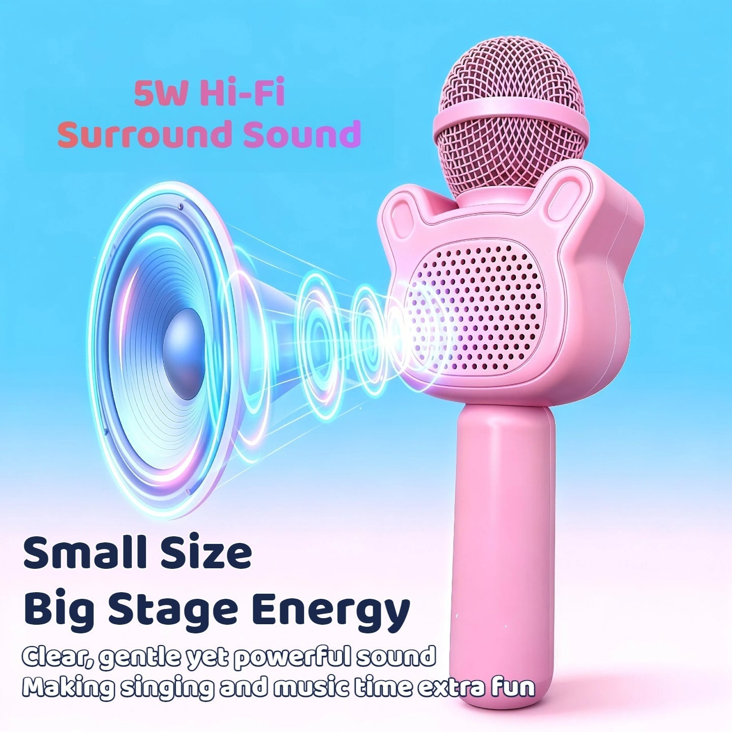 5-in-1 Wireless Karaoke Microphone with Built-In Speaker, LED Lights & Voice Changer – Portable Bluetooth Singing Mic for Parties, Family Gatherings, Travel & Outdoor Fun, 10 Colors