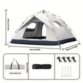 Automatic Pop-Up Camping Tent Portable Outdoor Shelter – Instant Setup, 2 Doors & Windows, UV Protection, Lightweight Backpacking Tent for Beach, Hiking, RV, Travel & Backyard | Cloud Gray