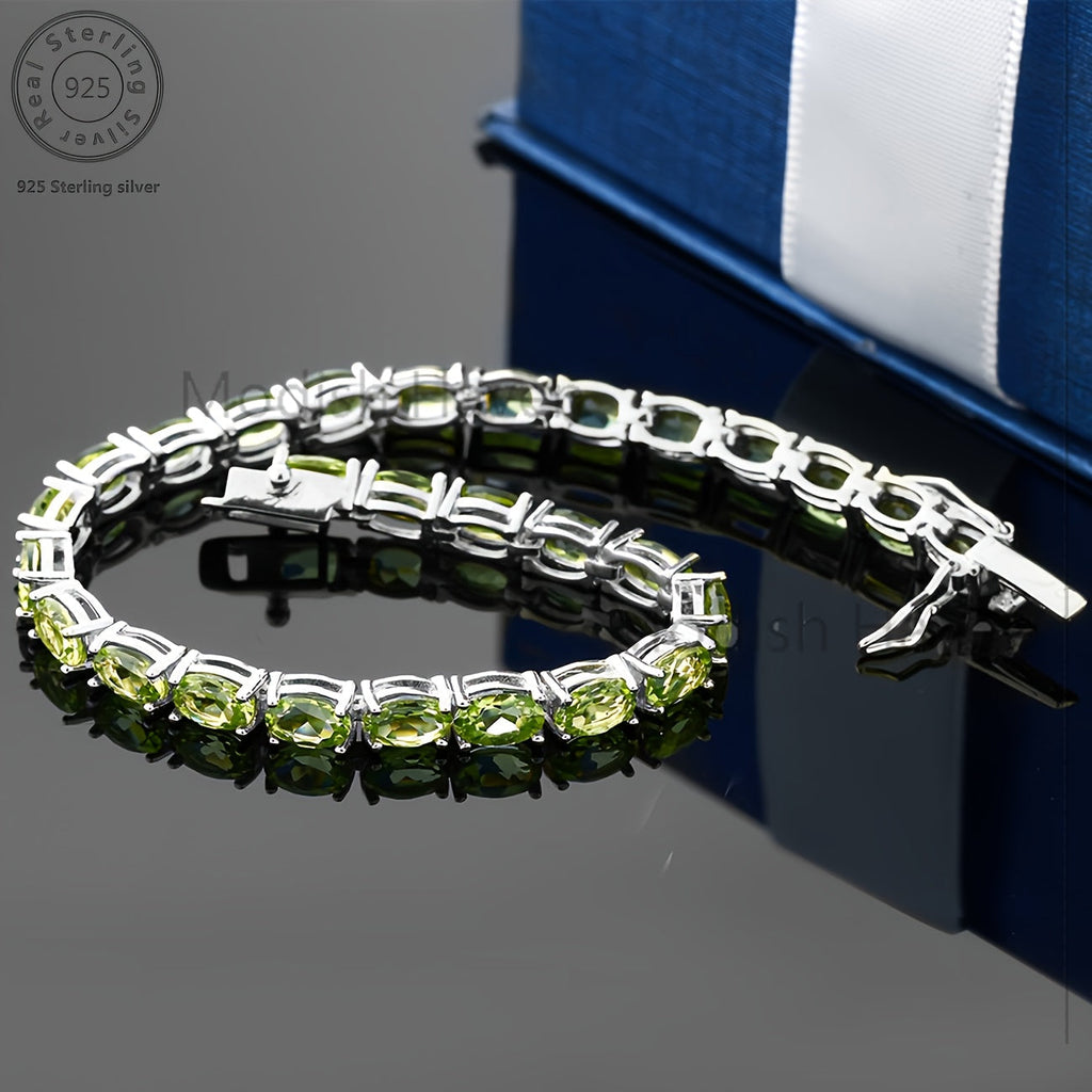 CZ Tennis Bracelet 925 Sterling Silver for Women – Cubic Zirconia Inlay in Green, Blue, Red, Yellow & White – Elegant Stackable Bracelet for Daily Wear, Party, Wedding, Valentine's Day & Birthday Gift