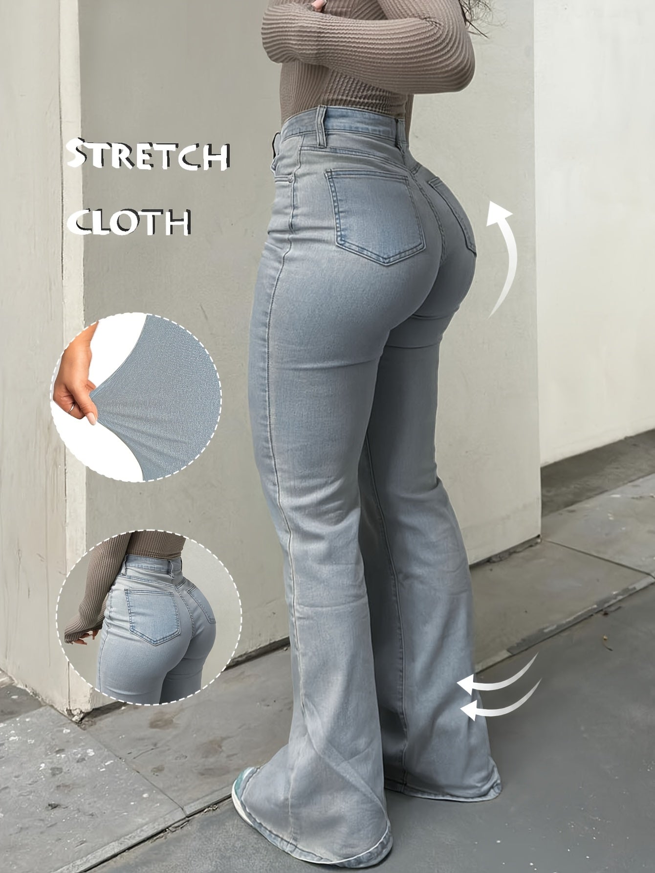 Y2K Vintage High-Waist Straight Leg Denim Jeans Women High Elastic Waistband Solid Color Long Pants 12 Colors XS-XXL Streetwear