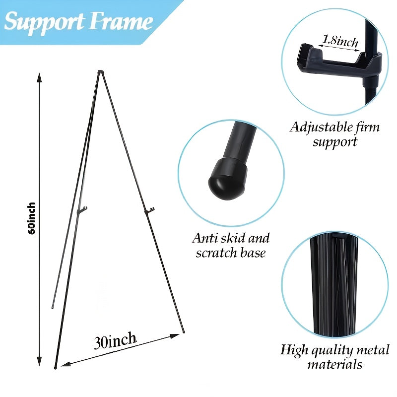 Easel Stand 63 Inch Portable Floor Easel Metal Tripod with Carry Bag for Wedding Signs Poster Display Black Gold 1 or 2 Pack