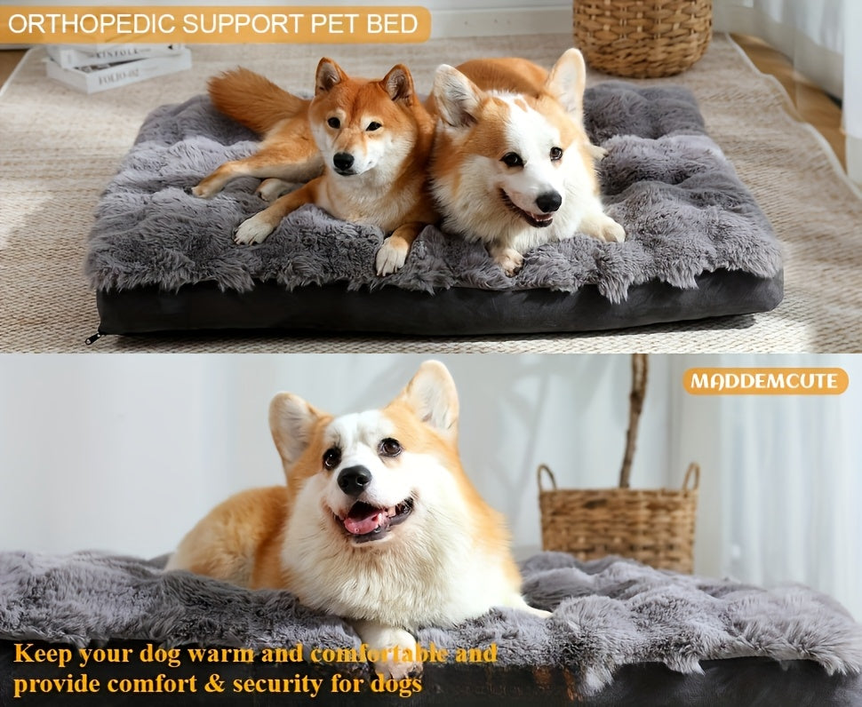 Orthopedic Dog Bed for Large Dogs Memory Foam Pet Bed with Removable Washable Cover Anti-Slip Base Faux Fur – Joint Relief Heavy Duty, Small Medium XL XXL Sizes
