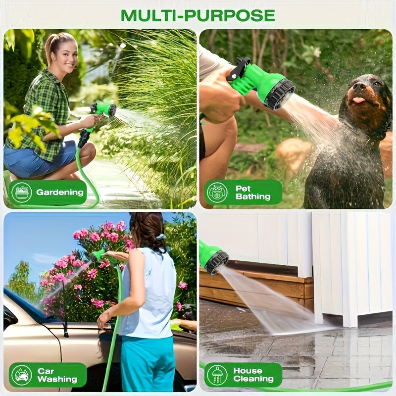 100 Ft Car Wash Hose with 7-Pattern High-Pressure Spray Nozzle – Kink-Free, Lightweight & Rustproof Garden Hose for Car Washing, Lawn, Camping & Outdoor Cleaning
