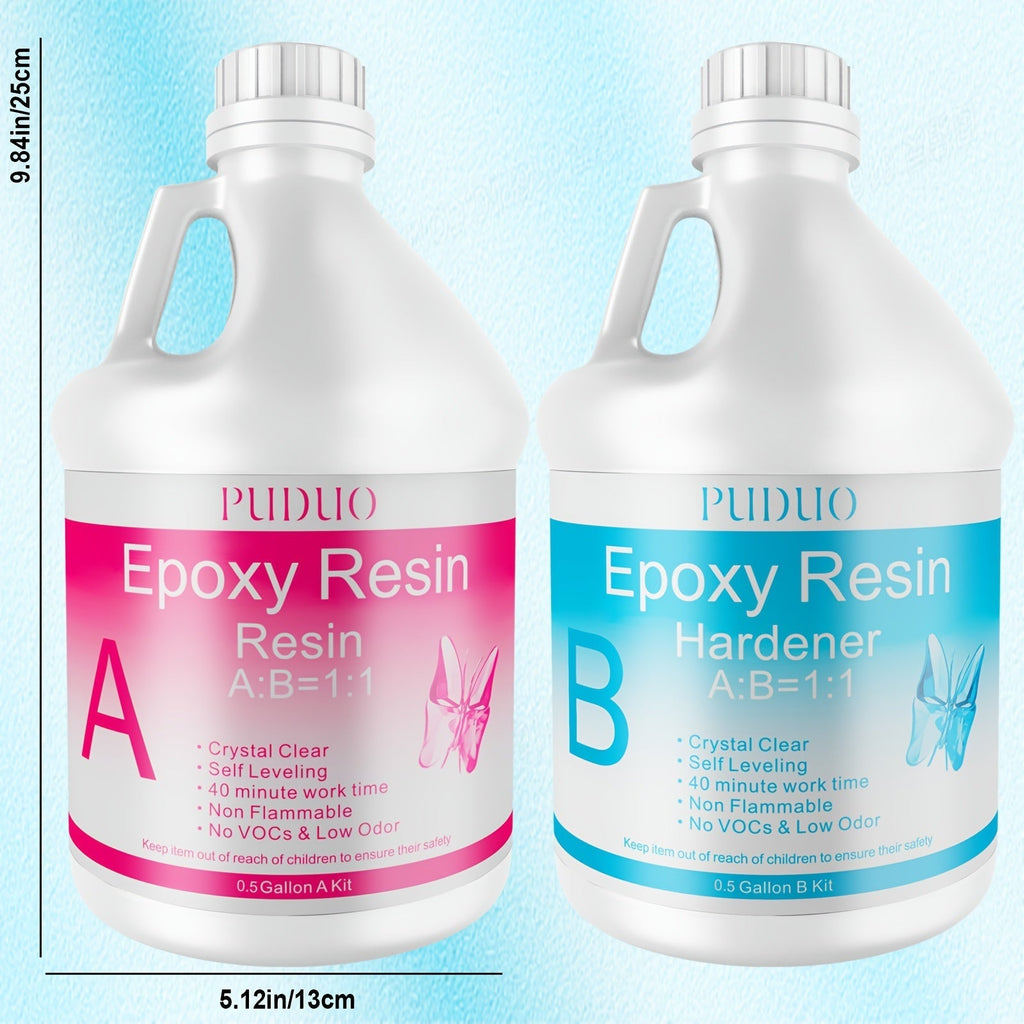 Ultra Clear Epoxy Resin Kit 2 Part Bubble-Free Yellowing-Resistant Self-Leveling for Countertops River Tables Casting Coating DIY Crafts - 32oz 72oz Fast Cure 1 Gallon with Pump