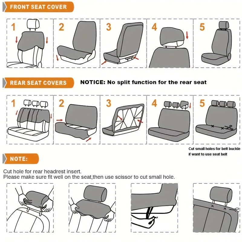 Universal 5-Seat Car Seat Covers Full Set – Breathable Wear-Resistant Fabric, All-Season Protection for Front & Rear Seats, Fits Most Car Models, Multiple Colors