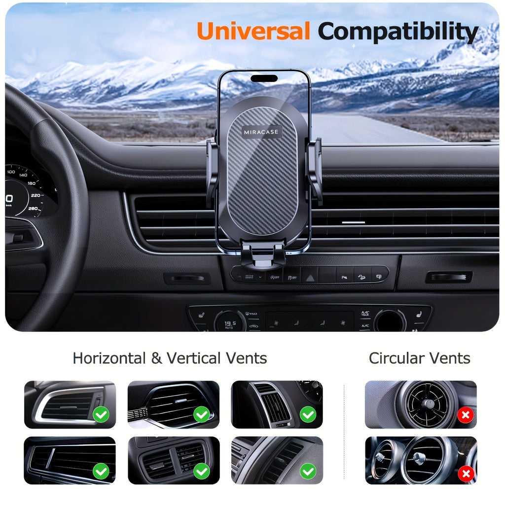 3-in-1 Car Phone Mount – Super Suction Dashboard & Air Vent Holder with Telescopic Arm, Adjustable Cradle & Quick Release for All Phones, Durable Metal Hooks