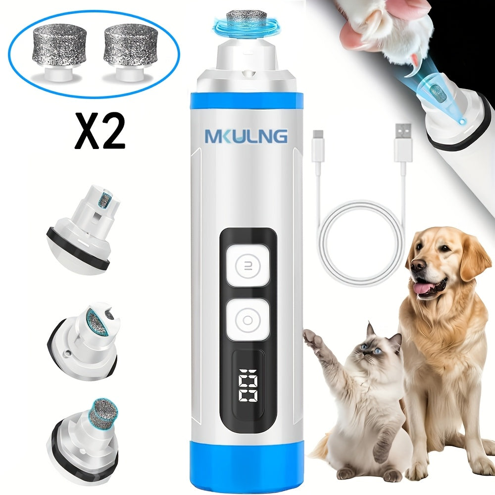 Quiet Dog Nail Grinder with LED Light – Upgraded 3-Speed Rechargeable Electric Pet Nail Trimmer & Grinder Kit, Painless Paw Grooming for Small Medium Large Dogs & Cats
