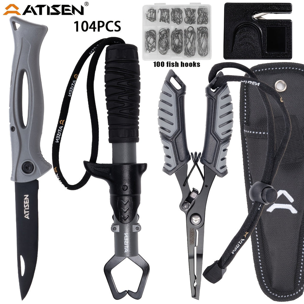 Fishing Knife Set 7/23/104/107-Piece – Stainless Steel Fillet Boning Gutting Knives with Line Cutter Camping Cutting Carving Tool Kit for Freshwater Saltwater Fishing Fisherman Gift for Men