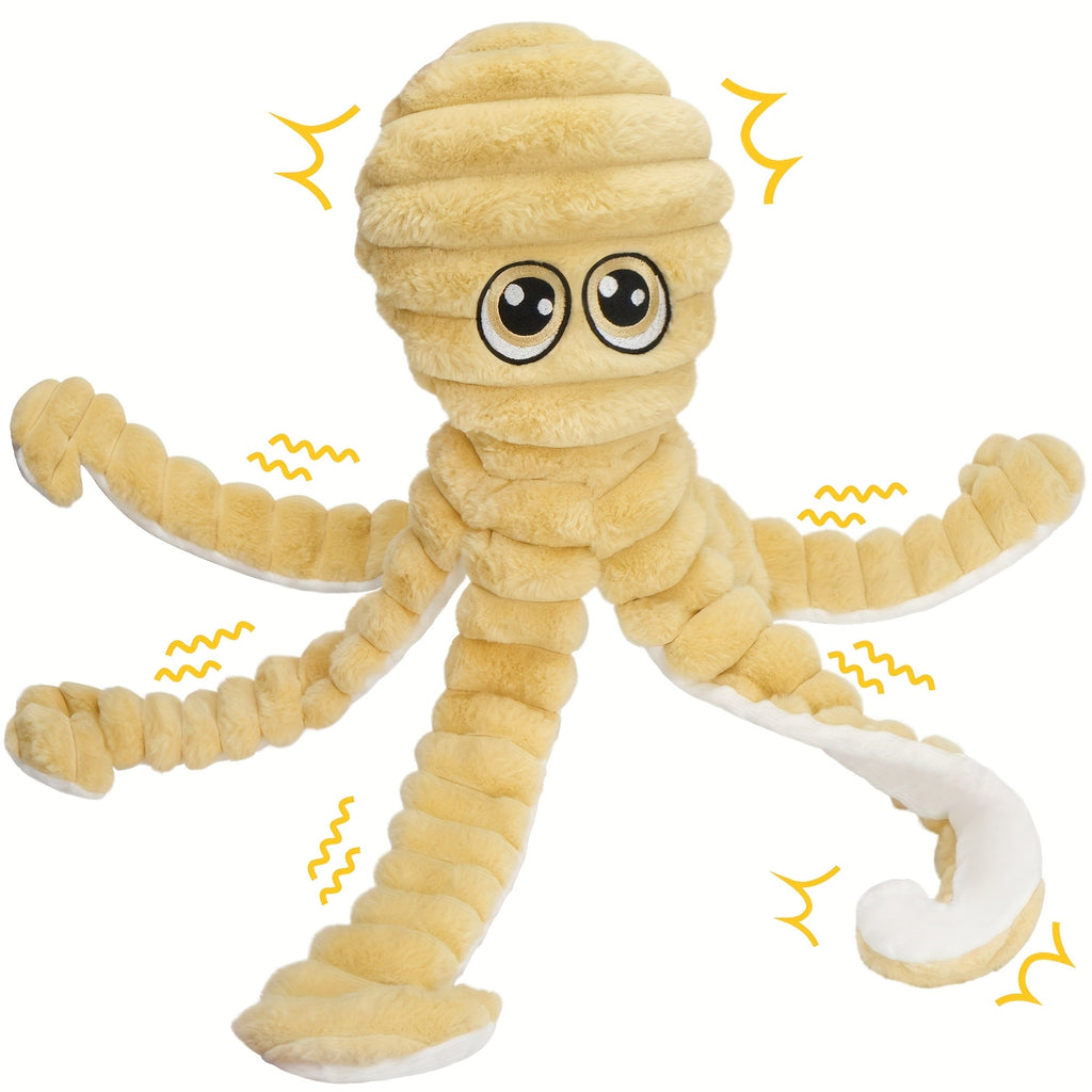 Squeaky Octopus Plush Dog Chew Toy Interactive Stuffed Squeaker Toy Puppies Dogs Soft Teeth Cleaning Chewable Small Medium Large Breeds 5 Colors Green Blue Pink Yellow Red