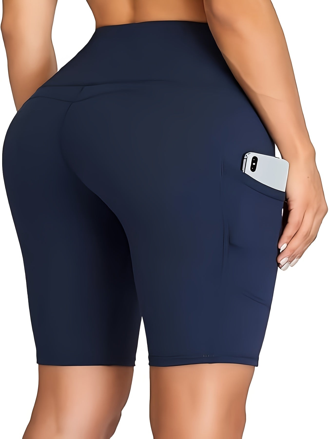 High Waist Tummy Control Biker Shorts for Women with Pocket – Stretch Knit Polyester Athletic Shorts for Gym, Yoga, Running & Cheerleading, Sizes XS–XXL, Burgundy & Navy