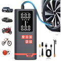 Portable Tire Inflator Air Compressor Wireless – USB Rechargeable, Digital Display, LED Light, Multi-Nozzle Adapter, Lithium Battery, Fits Car, Motorcycle, Bicycle, Sports Balls