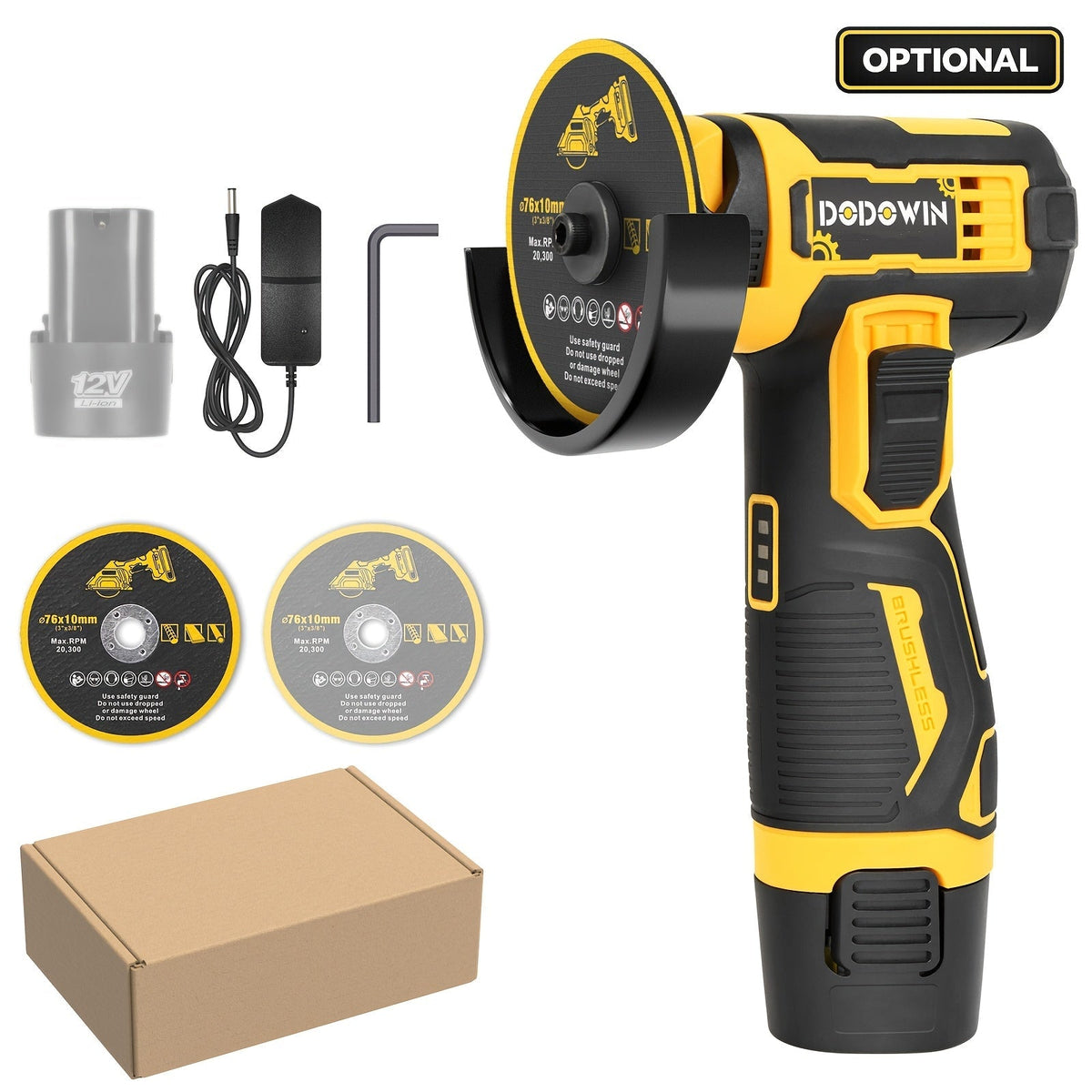 Mini Cordless Angle Grinder 19500 RPM Lithium Battery – Electric Grinding & Polishing Tool for Metal Wood Stone & Concrete with 1 or 2 Batteries Included