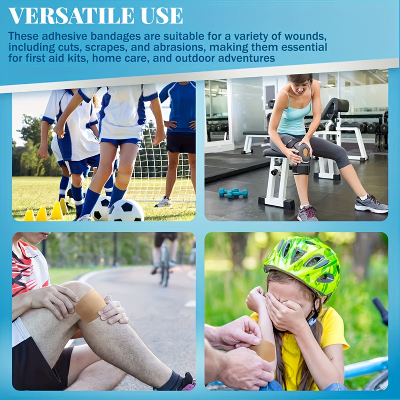 Extra Large Waterproof Bandages 50/100pcs Breathable Flexible Gauze Wound Care Patches First Aid Hemostasis Outdoor Sports Adhesive Bandage Bulk Pack for Adults Kids Home Emergency Kit